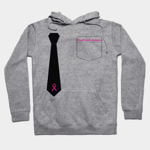 Pink Ribbon Tie Breast Cancer Awareness Hoodie by macshoptee